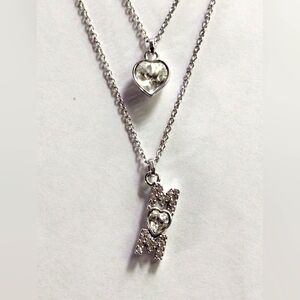 Swarovski Crystal Mom & Heart double Necklace